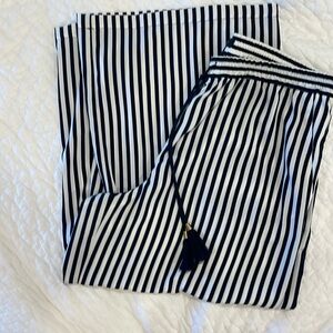 J. Crew white blue striped wide leg capri pants